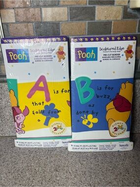 Vintage 90’s Winnie The Pooh Wallpaper Border Colorful Alphabet 2 Packs 30’ New